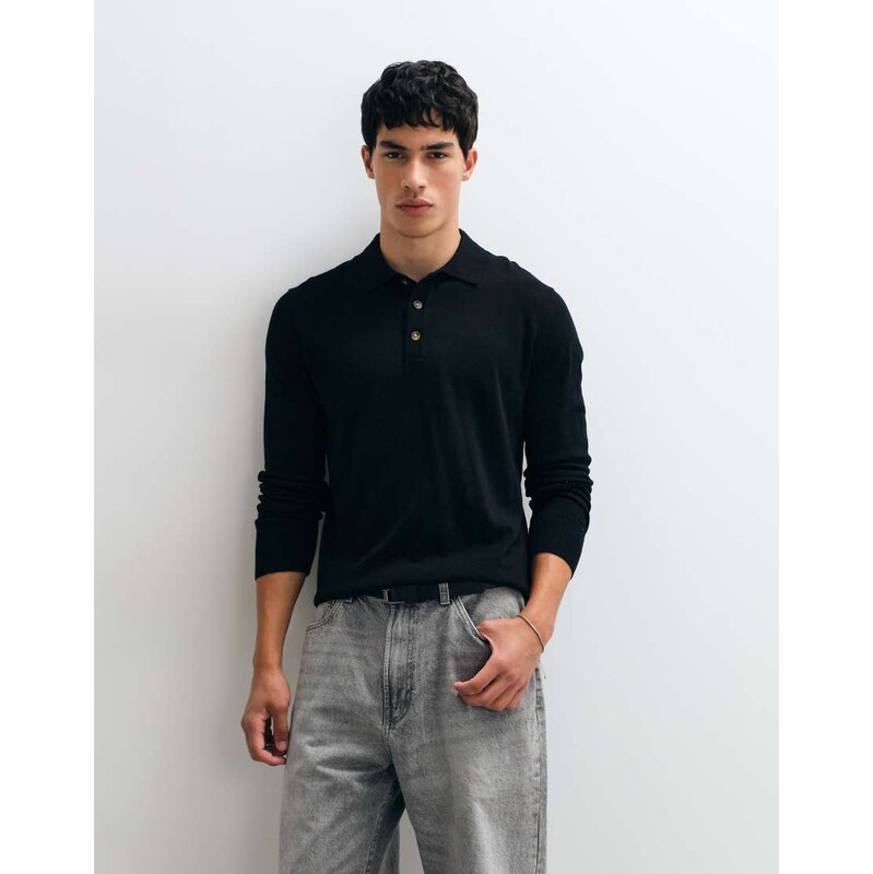 ONLY & SONS polo neck knit jumper in black