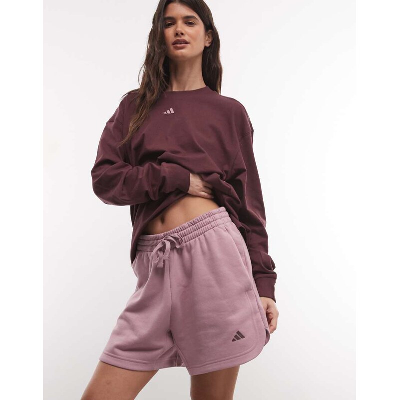 adidas Performance Three Stripes Studios Shorts in Lilac-White