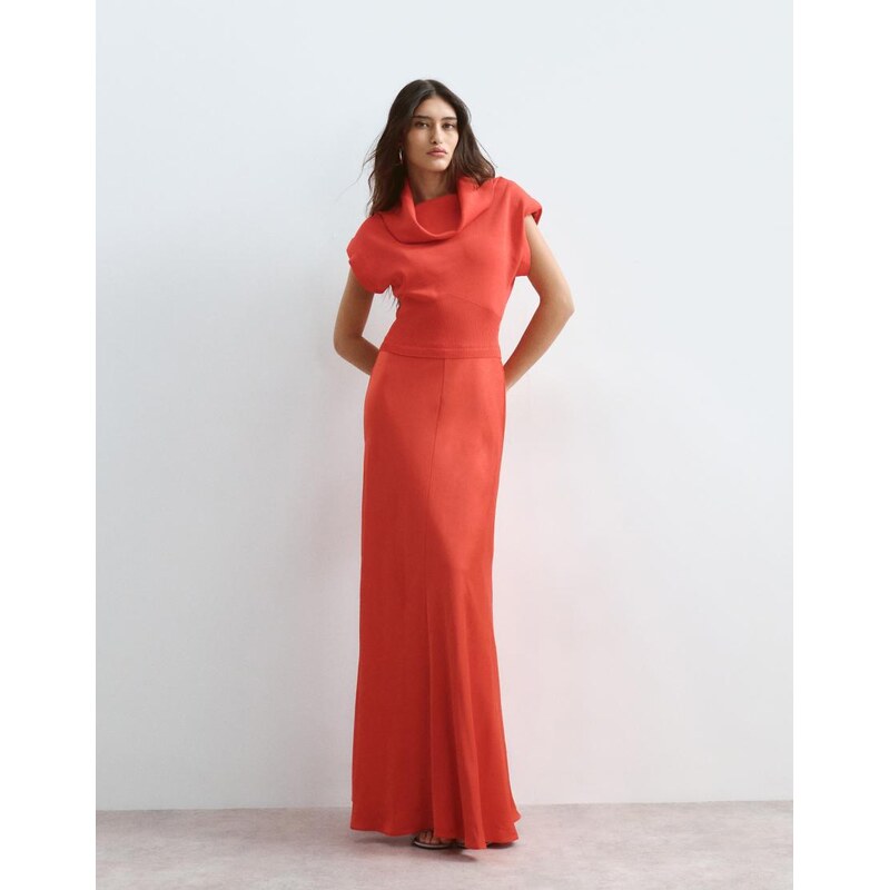 ARRANGE hybrid cowl neck maxi dress in red