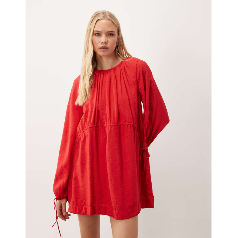 ASOS DESIGN crew neck mini dress with ruched waist channel and