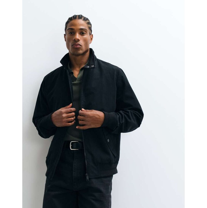 Threadbare Showerproof Microfibre Harrington Jacket in Black