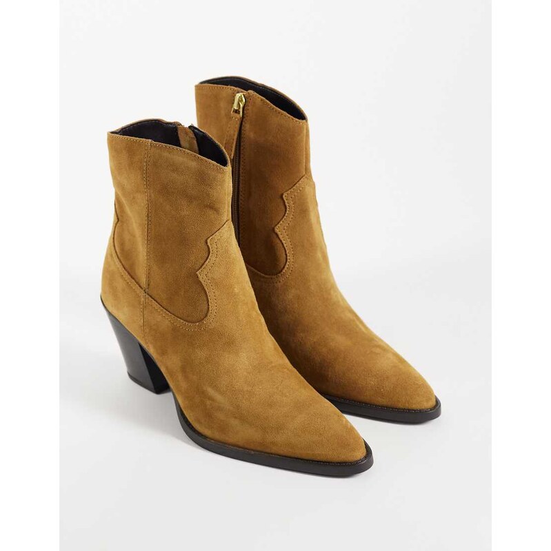 Mango faux suede ankle boots in tan-Brown
