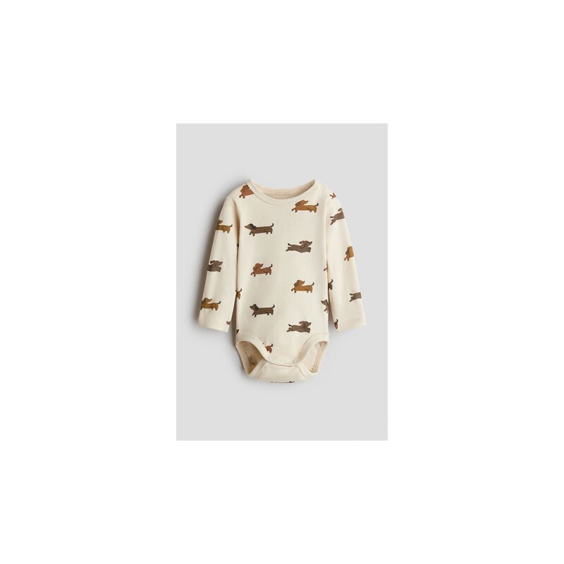 H&M - Printed cotton bodysuit - Krémová/Vzor