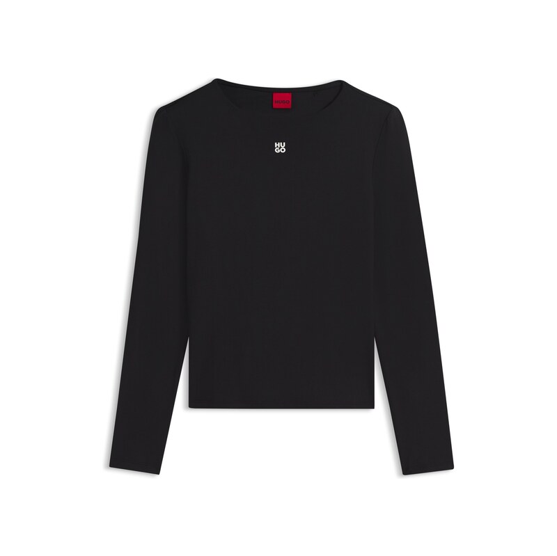 HUGO Stretch-jersey top with stacked-logo print