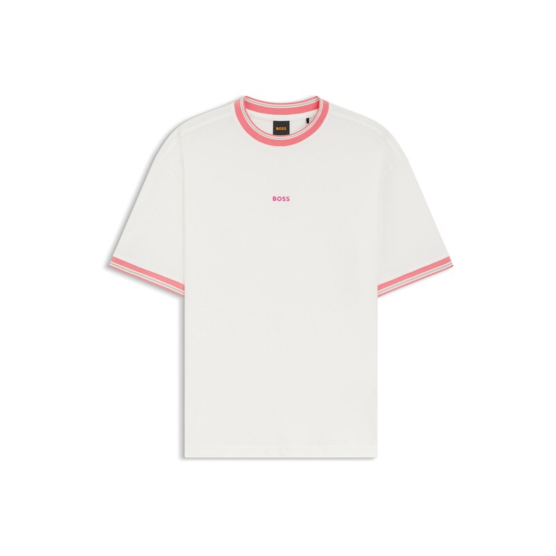 BOSS Relaxed-fit T-shirt in cotton with striped trims