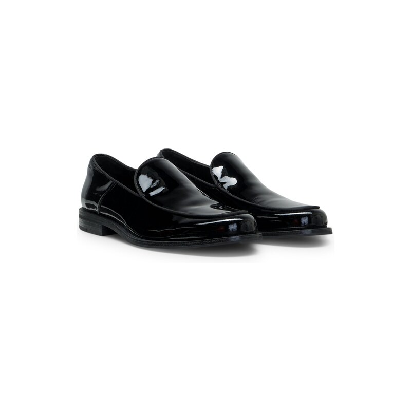 HUGO Patent-leather slip-on loafers with embossed logo