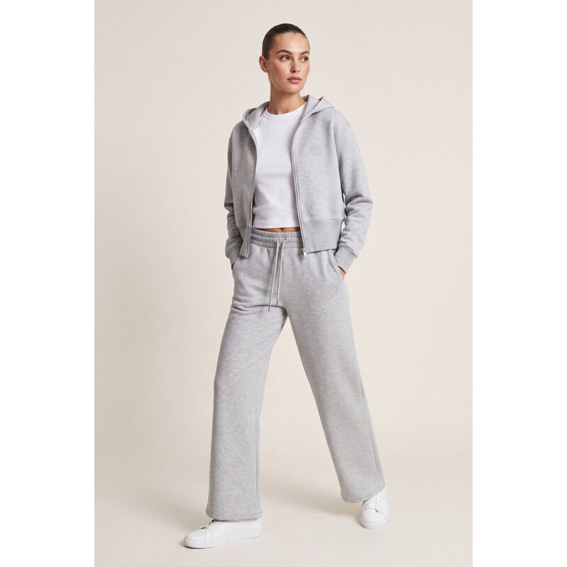 MIKINA GANT CHARM EMB SCUBA ZIP HOODIE LIGHT GREY MELANGE