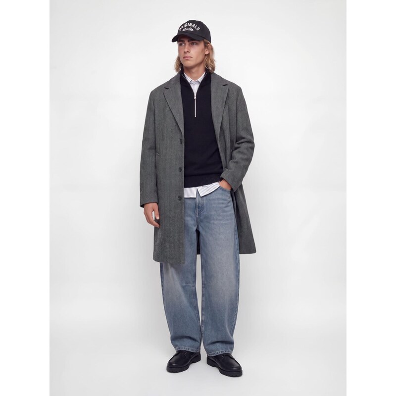 JACK & JONES Přechodný kabát JORSALAMANCO tmavě hnědá / bílá