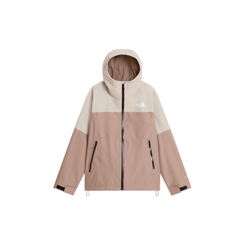 THE NORTH FACE Outdoorová bunda šedobéžová / pastelově červená