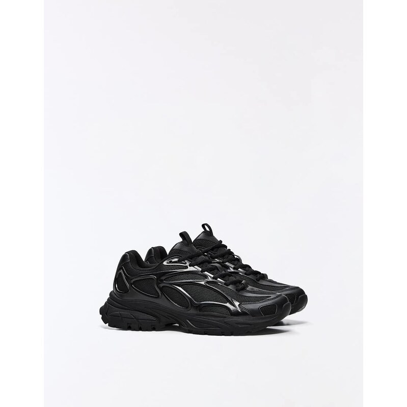 Bershka Chunky combination sneakers in black