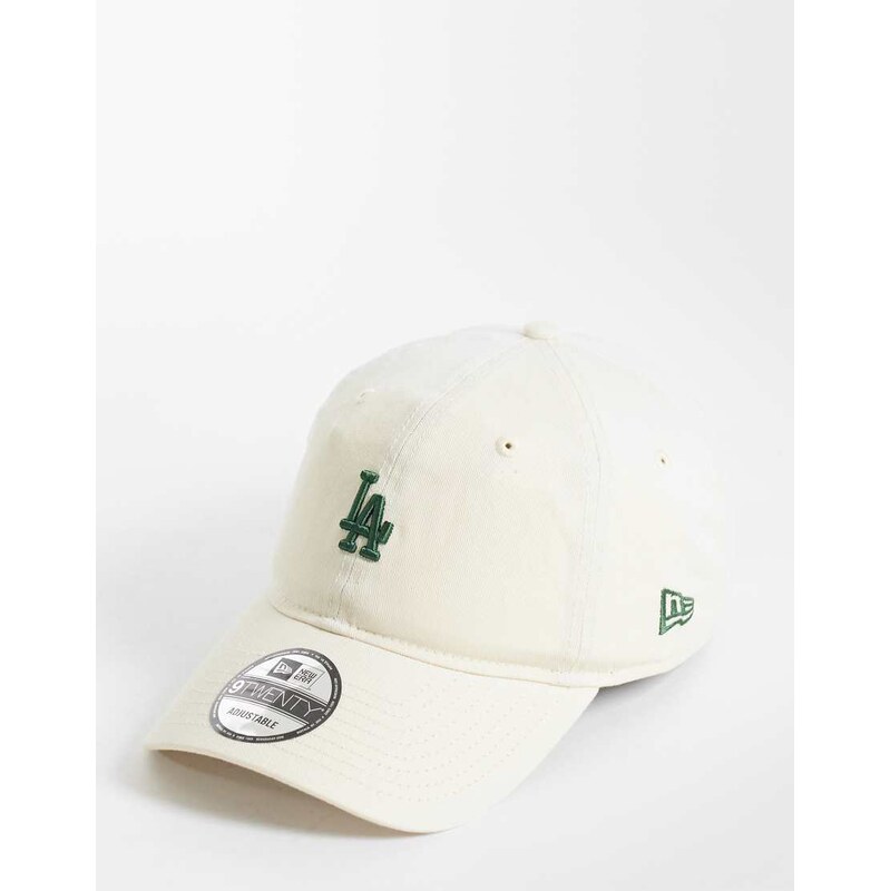 New Era LA Dodgers 9forty mini logo cap in cream-Neutral