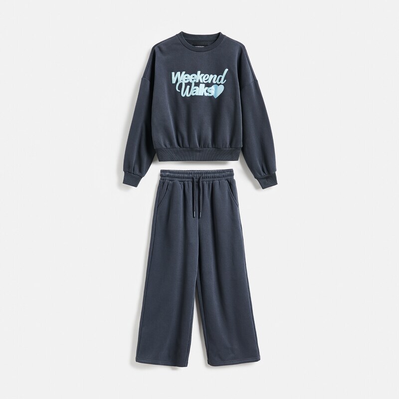Reserved - GIRLS` JOGGING TOP & TROUSERS - ocelově modrá
