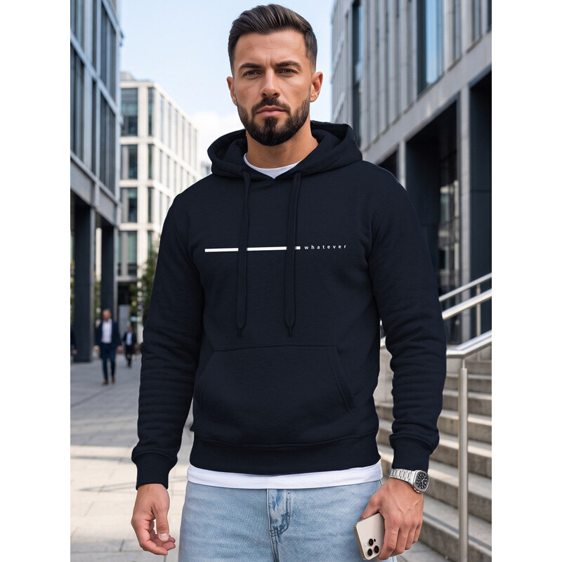 Bluza męska z kapturem z nadrukiem granatowa model 22353027 -