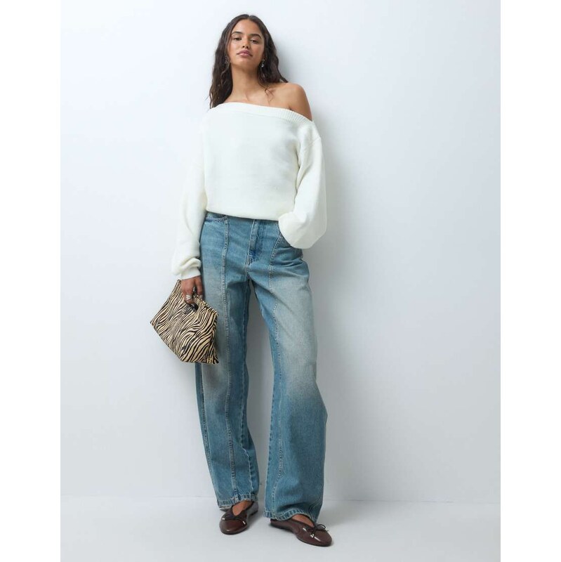 Supre rae layered crew neck jumper in cosy cream