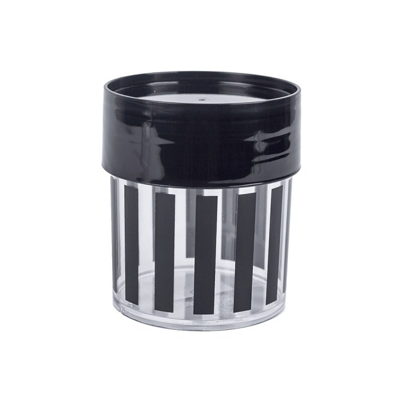 MISS ETOILE Canister Small BLACK STRIPES, BLACK LID