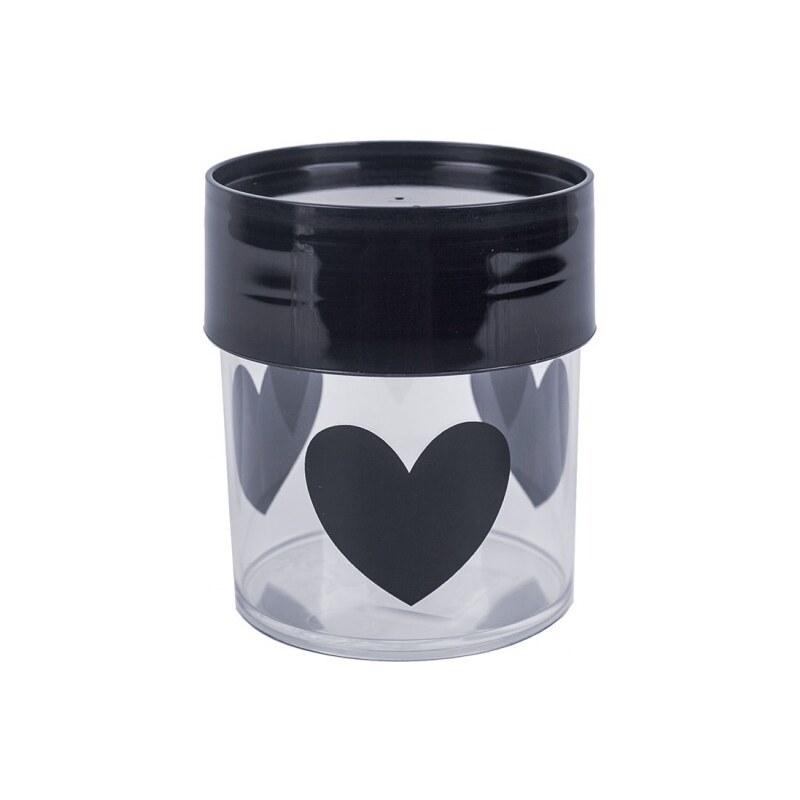MISS ETOILE Canister Big BLACK HEARTS, BLACK LID SMALL
