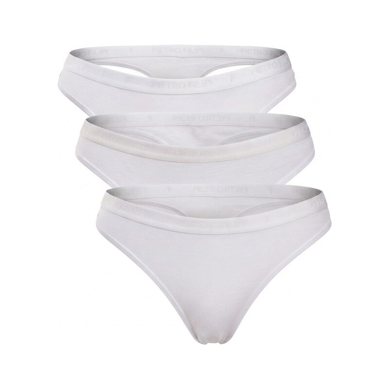 3PACK dámská tanga Pietro Filipi bambusová bílá (3PLTB1)