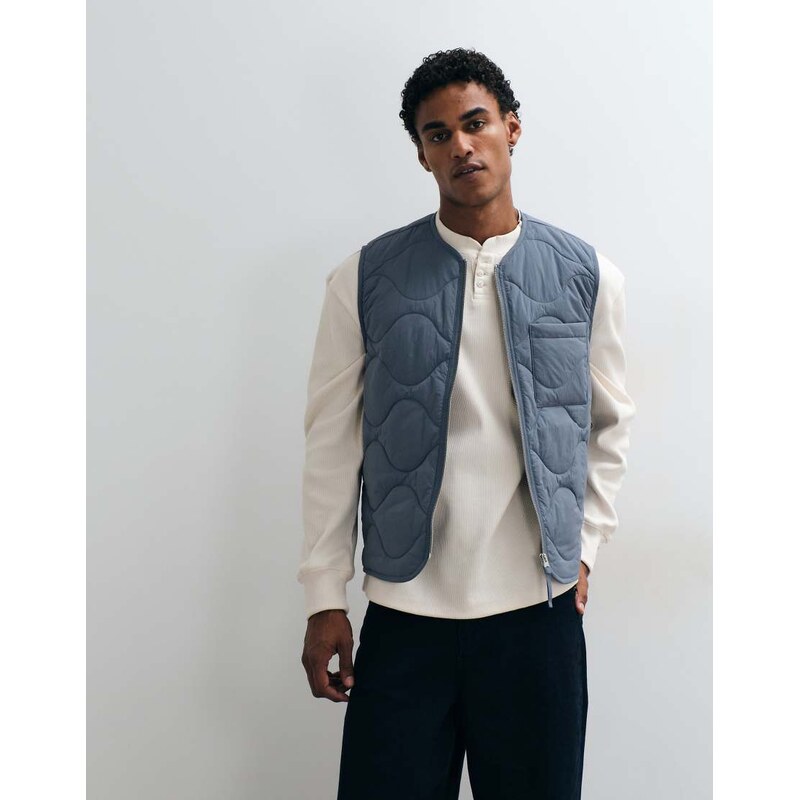 ARKET quilted gilet with zip front in grey