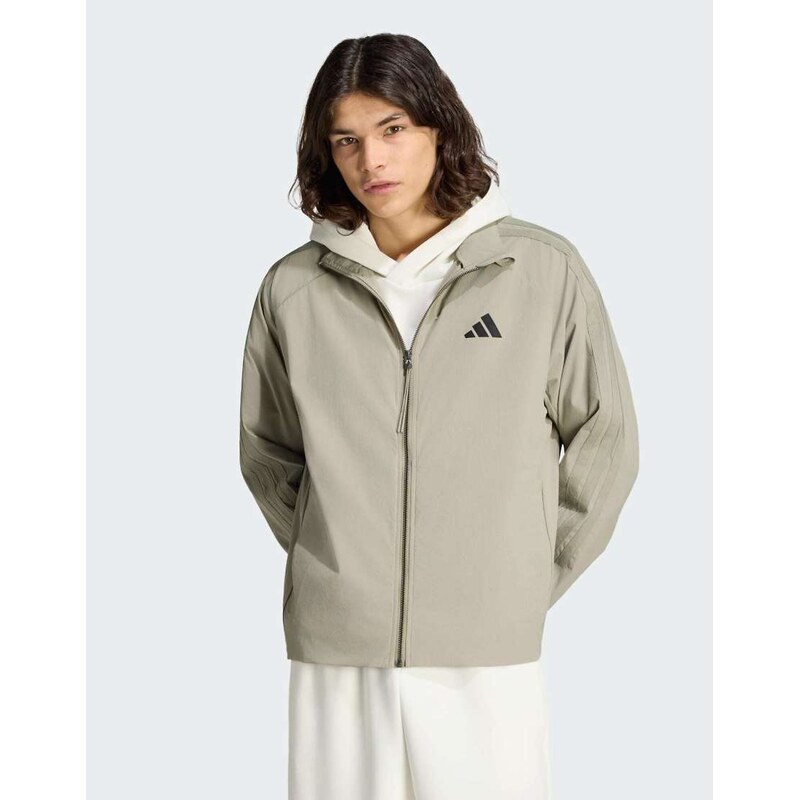 adidas performance City tech 3 stripes track top in silver