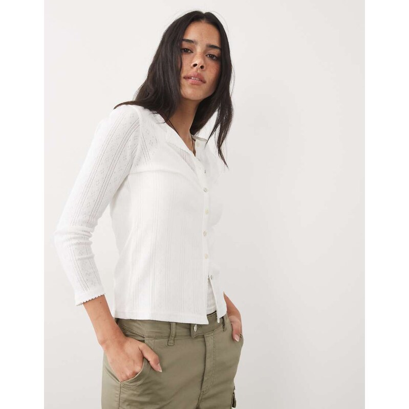 Abercrombie & Fitch pointelle cami and cardigan in white