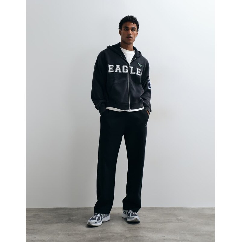 Abercrombie & Fitch logo open hem joggers in black