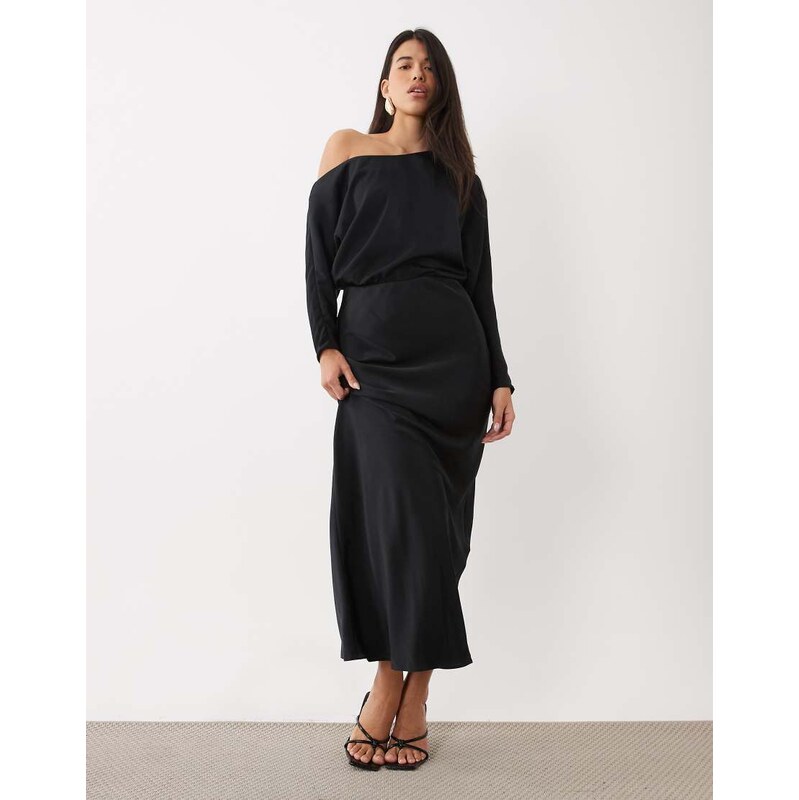 ASOS DESIGN fallen shoulder maxi dress in black