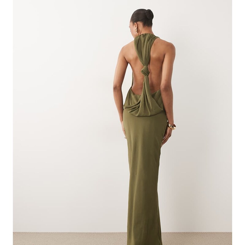 ASOS Tall ASOS DESIGN Tall draped halter neck maxi dress with