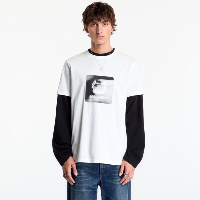 Tričko FRED PERRY Laurel Wreath Digital Tshirt Snow White XL