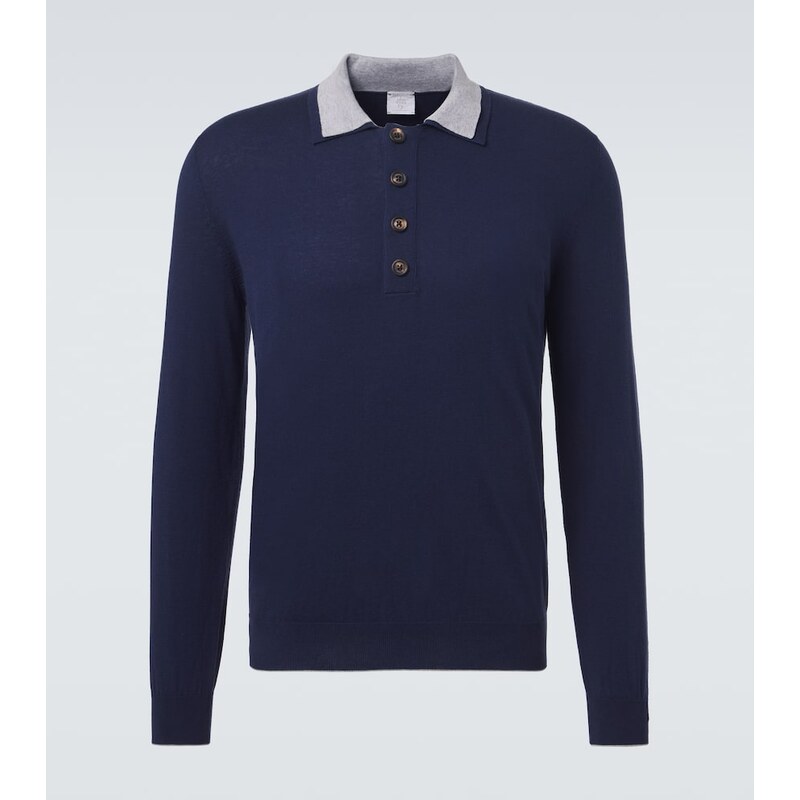 Eleventy Cotton and cashmere polo sweater