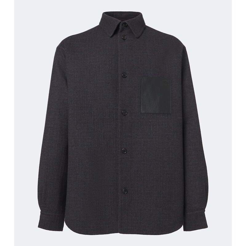 Loewe Leather-trimmed wool and silk overshirt