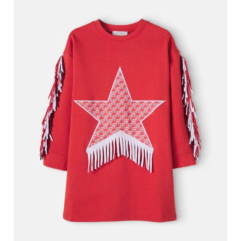 Stella McCartney Kids Fringed printed cotton jersey dress