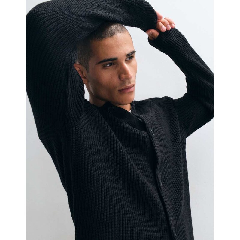 ASOS DESIGN oversized knitted fisherman rib crew neck cardigan