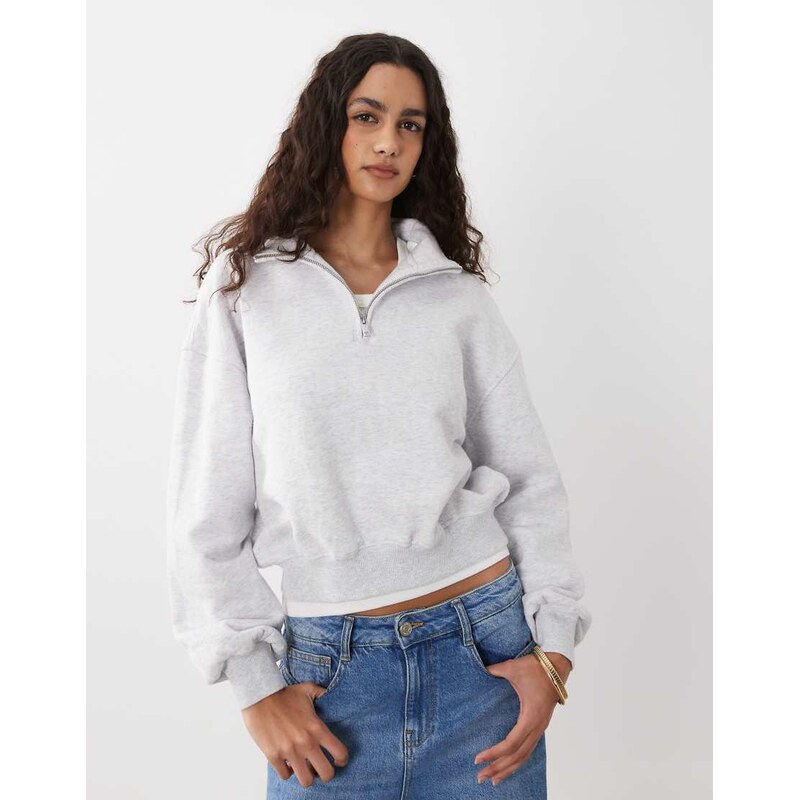 Cotton On half zip sweatshirt in light grey marle