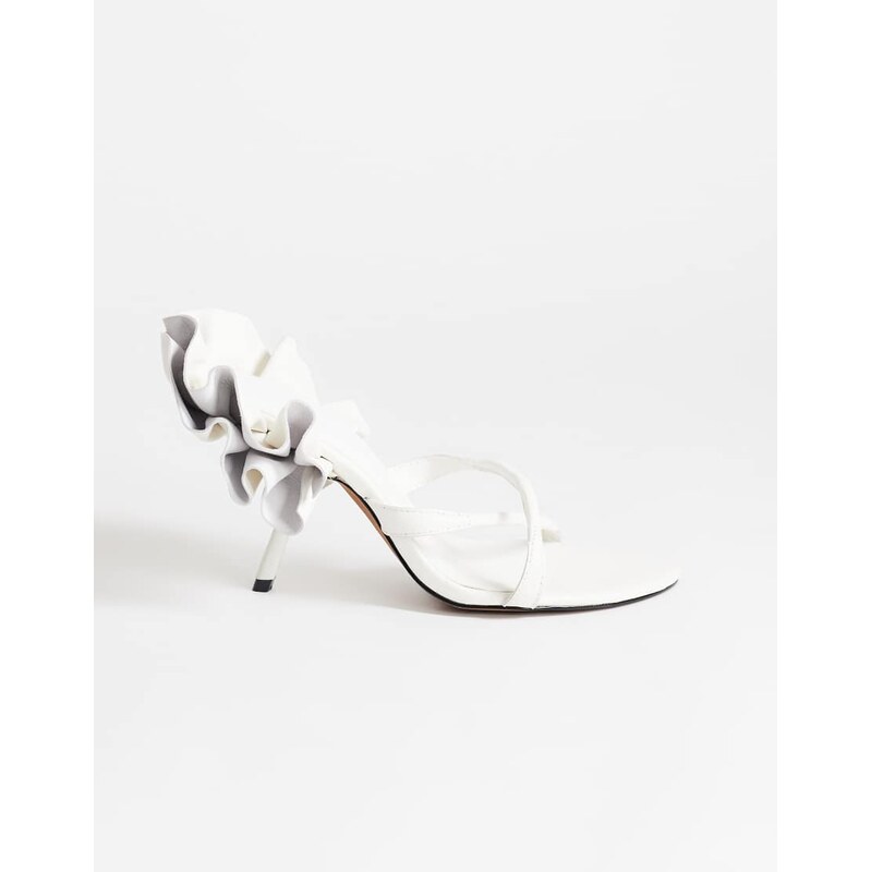 Topshop Ophelia real leather high heeled sandal with ruffle in
