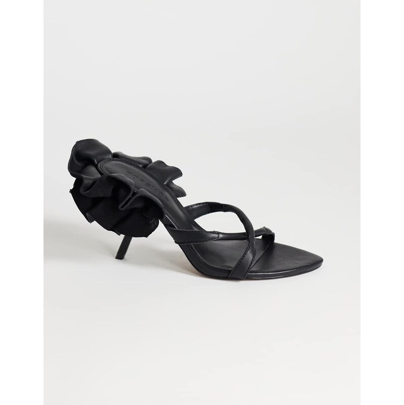Topshop Ophelia real leather high heeled sandal with ruffle in
