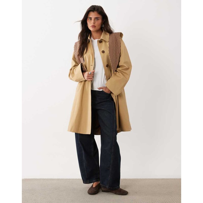 Nobodys Child cotton mid length trench coat with contrast