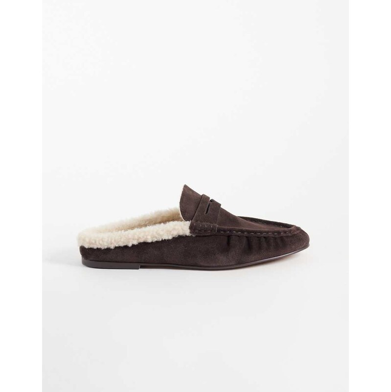 Steve Madden Rafe ruched mule loafers in with faux shearling in