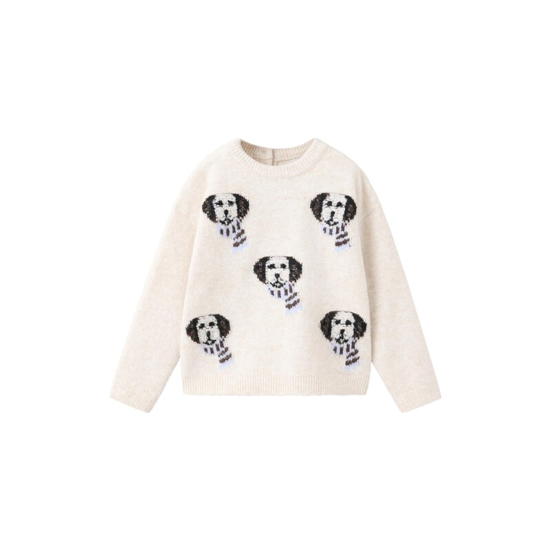 MANGO KIDS Svetr GROMIT krémová / černá / bílá