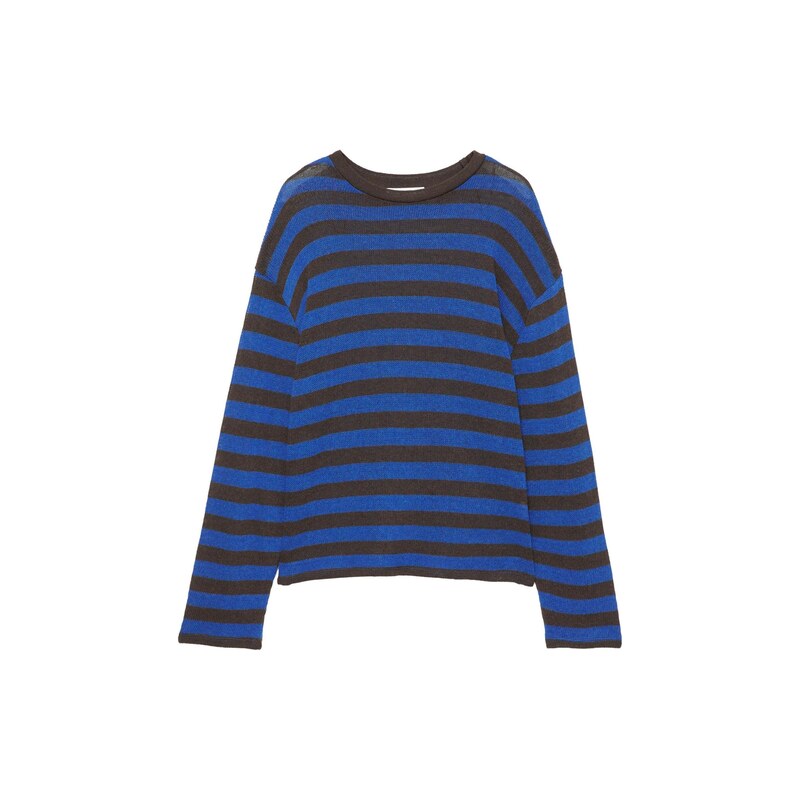 Pull&Bear Svetr modrá / tmavě hnědá