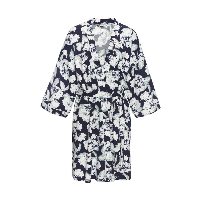 LASCANA Kimono námořnická modř / pastelově zelená / offwhite