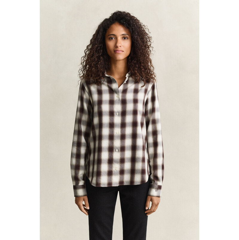 KOŠILE GANT REG CHECKED FLANNEL SHIRT DEEP BROWN