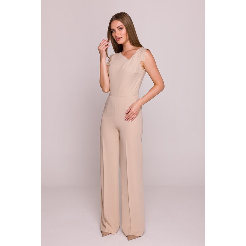 Stylove Womans Elegant jumpsuit with asymmetrical neckline -