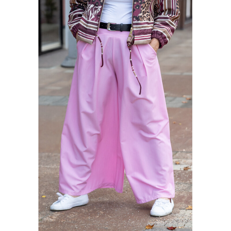 Italy fashion Široké kalhoty ELODIE Barva: Světle růžová,