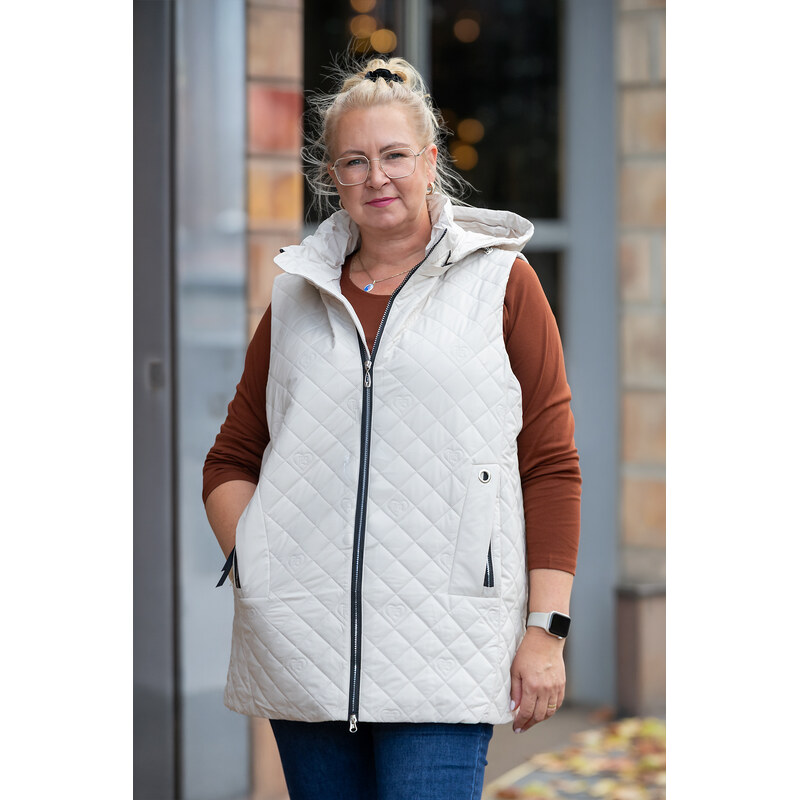 DALEF Plus size prošívaná vesta CAORLE [24995] Barva: Krémová,