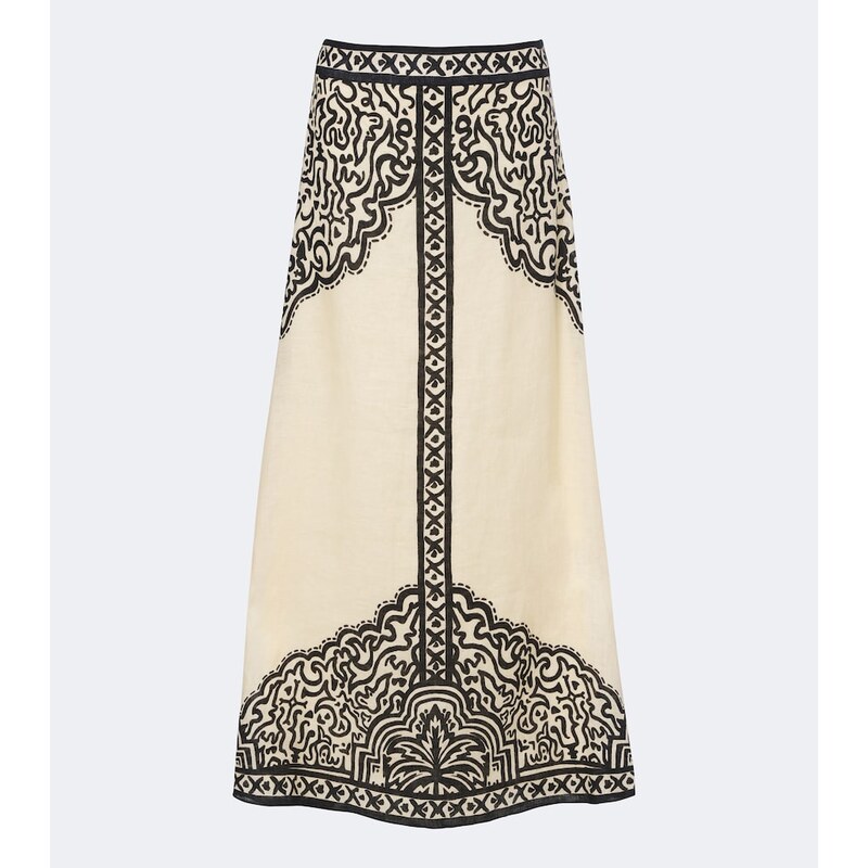 Johanna Ortiz Loose Horizon printed linen maxi skirt