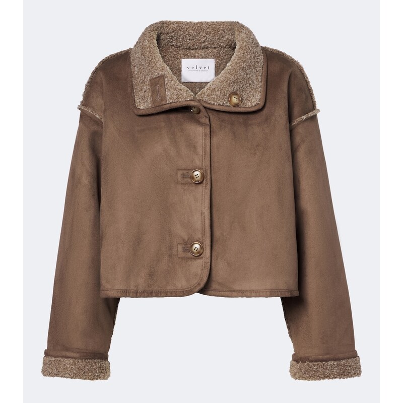Velvet Esme teddy-lined cropped jacket