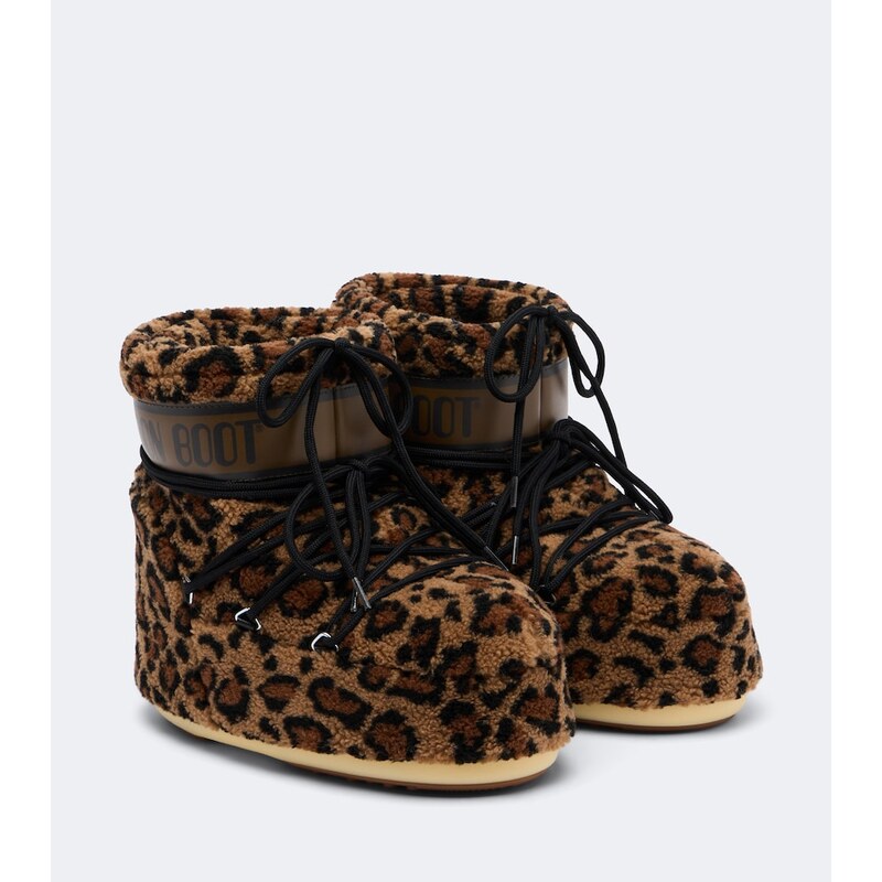 Moon Boot Icon Low leopard-print teddy snow boots