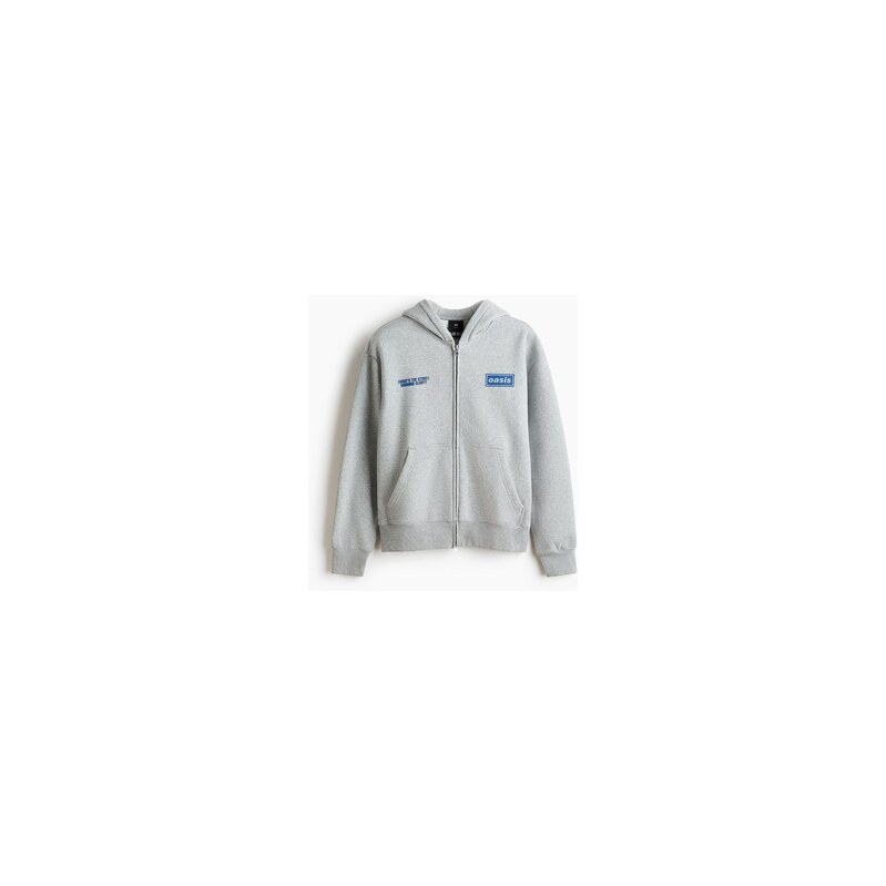 H&M - Mikina na zips kapucí Regular Fit - Světle Šedý Melír