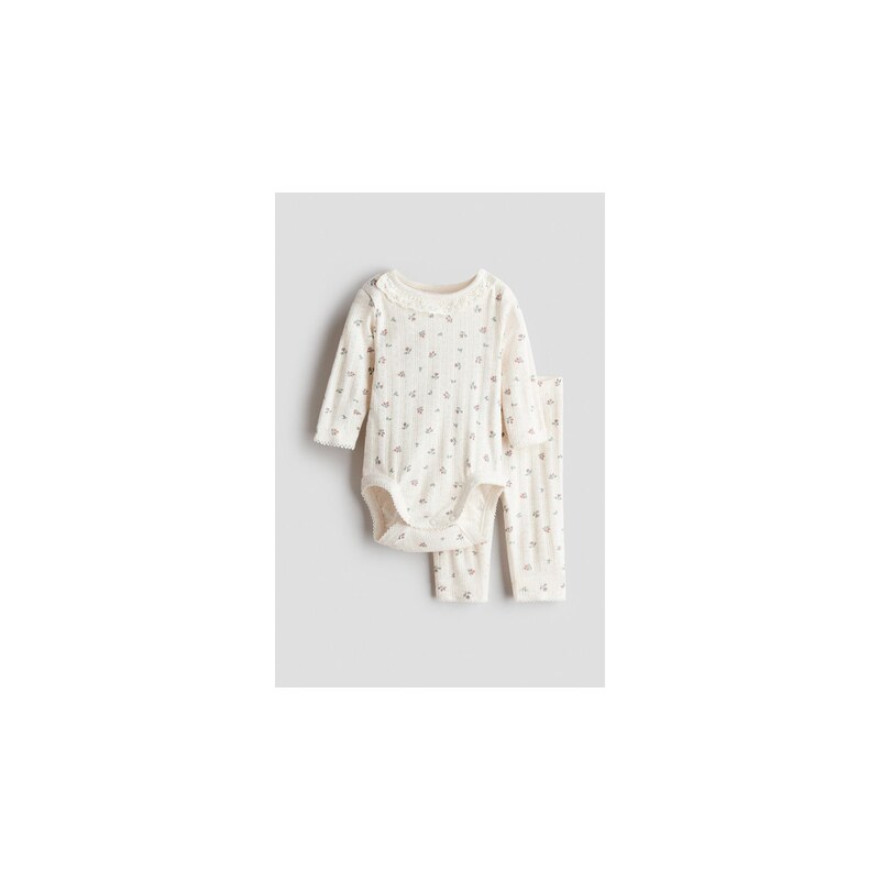 H&M - Dvoudílná souprava z bavlněného žerzeje - Světle Béžová