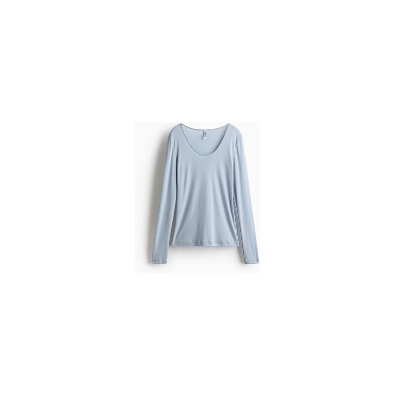 H&M - Tops dlouhým rukávem a hlubokým kulatým výstřihem -